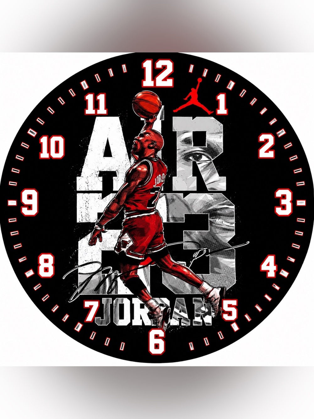 Jordan Michael Air Graphic Wall Clock - Red and Black